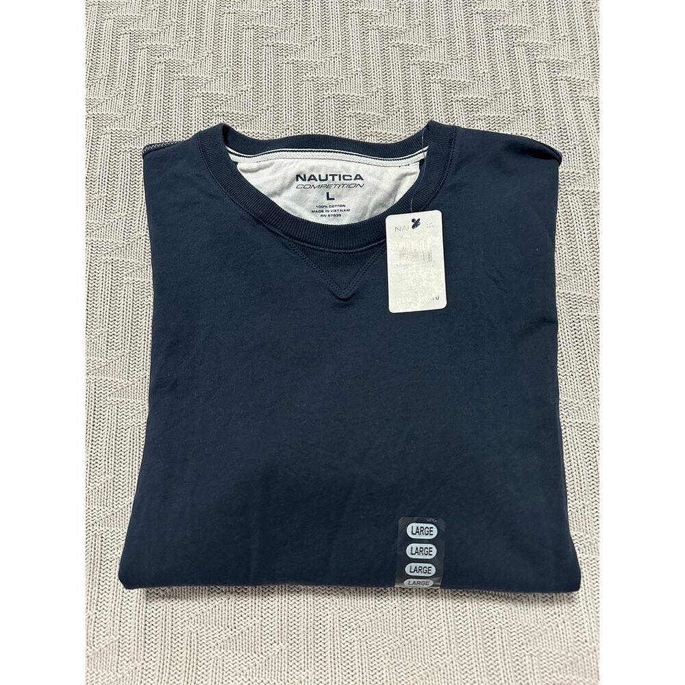Nautica navy competition long sleeve tee size L NWT
